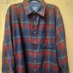Pendleton 100 % Wool Vintage Flannel Shirt Mens L See Photo Flaws